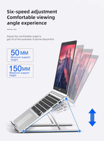 Support d'ordinateur portable pliable en alliage d'aluminium réglable, support de tablette portable, support d'ordinateur avec construction métallique