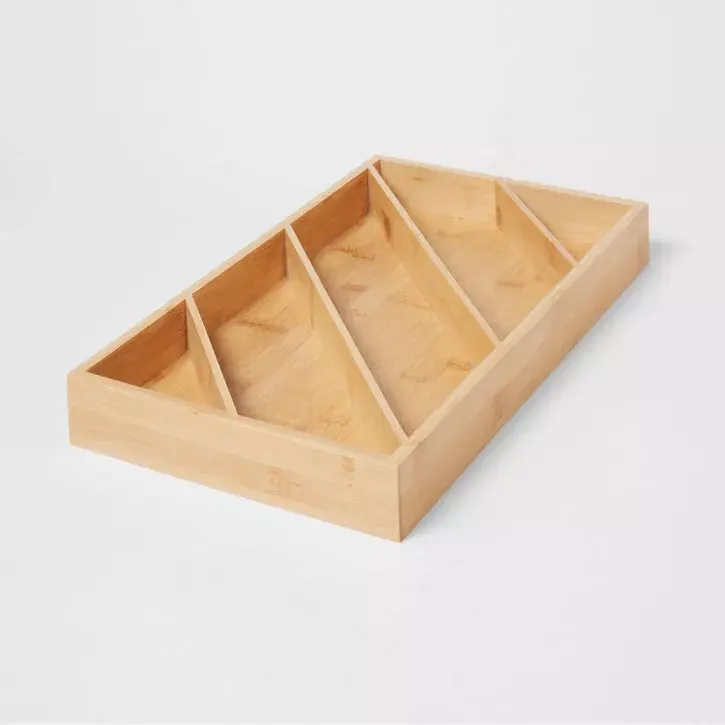 Бамбуковый разделитель лоток для хранения посуды кухонный ящик для хранения