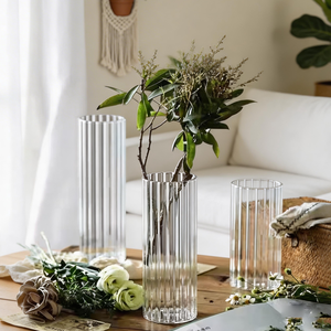Jarrón <span class=keywords><strong>de</strong></span> Vidrio Vertical Art Deco Grande con Forma Redonda, Sin Plomo y Duradero - Product Image 2