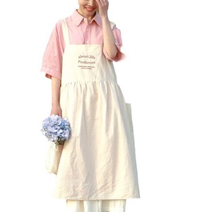 Spring Summer Cotton Apron Cream White Embroidered Foodlovers Design For Home Outdoor Use Oil Resistant Plus Size Available - Product Image 5