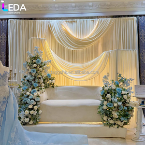 LEDA Weddings <b>Parties</b> <b>Backdrop</b> Decor Modern Elegant White Silk Led Drapery Curtain <b>Backdrop</b> - Product Image 1