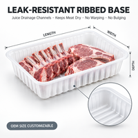 Barquette alimentaire en plastique PP blanc personnalisable, à parois côtelées, 60 mm, jetable, empilable, pour emballage de viande et de fruits, qualité alimentaire