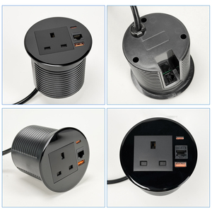 Prise encastrée ronde 80 mm avec module à point de faiblesse 1AC (CA) + USB-A + USB-C + 1 interface réseau - Product Image 1