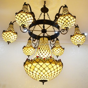 Lámpara de araña Tiffany de cristal con múltiples cabezales, estilo vintage, para hotel, restaurante, villa, colgante de lujo para edificios altos - Product Image 5