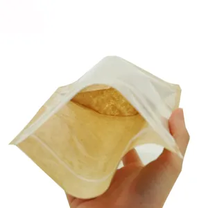 투명 창 서 있는 지퍼 맞춤형 로고 디자인 생분해성 크래프트 종이 식품 비닐 가방