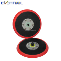 EVERTOOL Plaque de ponçage et de polissage en métal à 6 boulons, 5 pouces, rouge, en PU souple, sans trou, avec support auto-agrippant pour ponceuse orbitale aléatoire