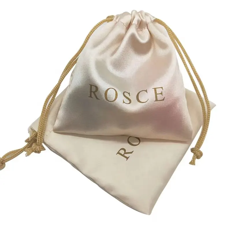 Bolsa de regalo de seda con cordón MOQ BAJO logotipo personalizado, bolsa de polvo de satén, bolsa de joyería de moda, embalaje textil, bolsas de joyería al por mayor