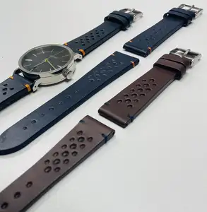 Quality supplier Hand made Genuine Leather Blue Brown 20mm 22mm 24mm Quick Release Watch Straps Bands for Rally