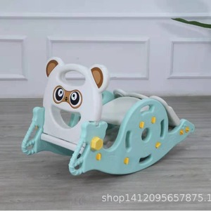 Three In One Kids Rocking Horse <b>Slide</b> Basketball Rack <b>Plastic</b> Cartoon Design For 1-6 Years Old Children Unisex Play Structure - Product Image 5