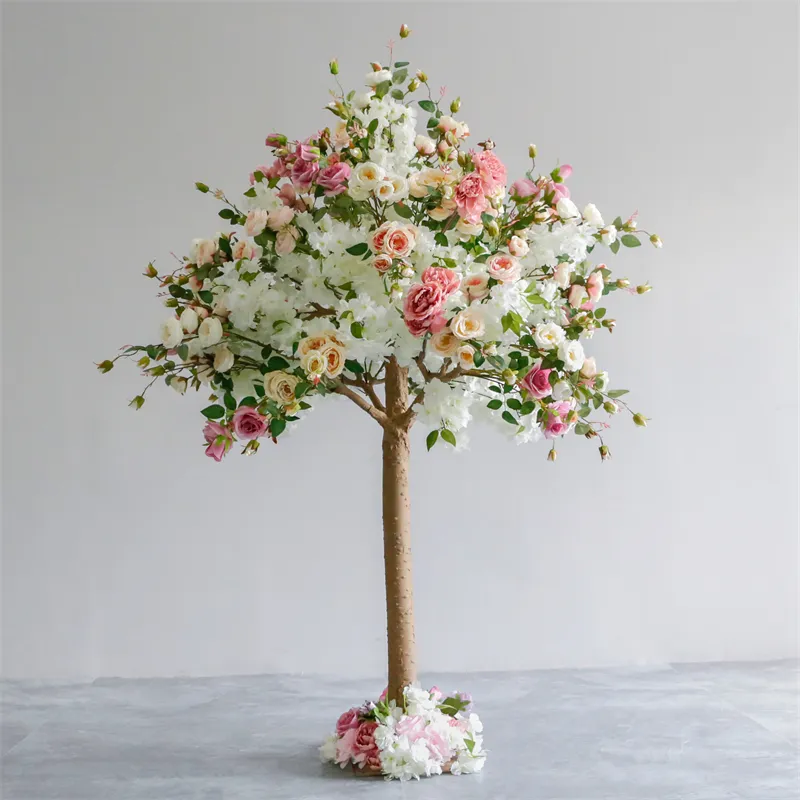 FZS230018 بالجملة شجرة زهرة الورد الاصطناعي ديكور المنزل عالية الجودة شجرة زهرة ملونة صناعية داخلية الزفاف