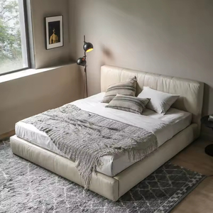 Muebles para el Hogar de Lujo, <span class=keywords><strong>Cama</strong></span> Moderna de Cuero Genuino para <span class=keywords><strong>Cama</strong></span> King Size o Queen Size, Juego de Muebles para Dormitorio - Product Image 3