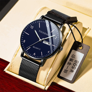 Montre pour homme, montre à quartz business casual, étanche, bracelet en cuir lumineux - Product Image 4
