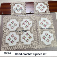 Nappe ronde florale multicolore en crochet fait main de luxe, 100% coton, style américain, personnalisable pour banquet, mariage, fête