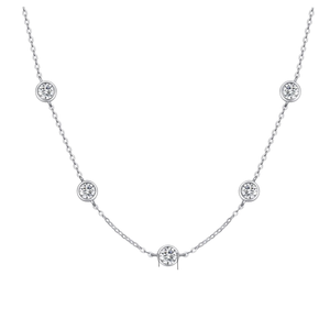 Luxury 925 Sterling Silver Moissanite Round Brilliant Cut <b>Bubble</b> Set Chain Necklace Women's <b>Wedding</b> Gift - Product Image 1