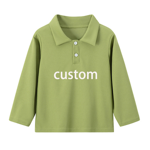 Camiseta de Manga Larga con Cuello Polo para Niños, Tallas Grandes, Color Sólido, Primavera Otoño, Informal, Versátil, para Niños y Niñas - Product Image 2