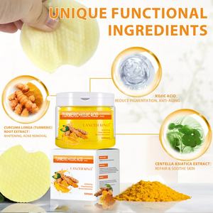 Almohadillas de Limpieza de Algodón de Marca Privada Personalizadas OEM, Cuidado de la Piel con Cúrcuma y Ácido Kójico para Uso Facial - Product Image 4