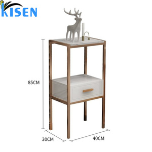 Mueble de exhibición de acero inoxidable KISEN para salón, tocador y estantes de almacenamiento, espejo mini contemporáneo con LED para maquillaje y baño - Product Image 3