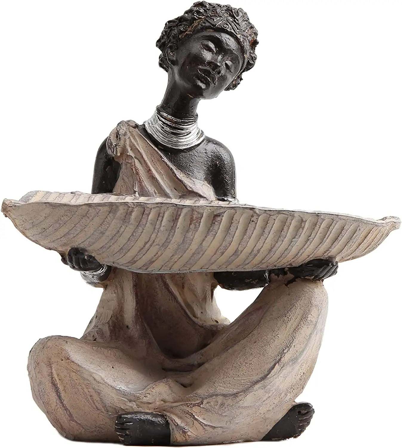Polyresin รูปปั้นสตรีแอฟริกันพร้อมเชิงเทียน,ที่ใส่เทียนรูปวัฒนธรรมแอฟริกันทำจากโพลีเรซิ่น