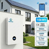 Batterie Powerwall Lifepo4 51,2 V 200 Ah 100 Ah, système de stockage d'énergie solaire 10 kWh 5 kWh avec BMS intelligent