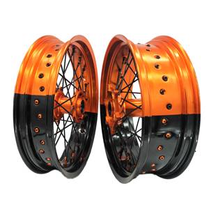 Nuevo producto barato anodizado bicolor negro y rojo llanta motocicleta ruedas <span class=keywords><strong>Super</strong></span> <span class=keywords><strong>Motard</strong></span> ruedas Set Supermoto ruedas - Product Image 3