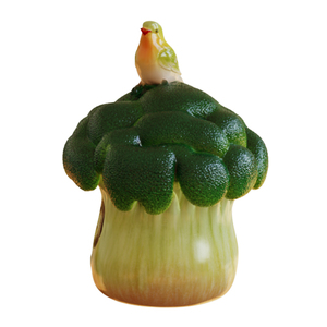 Bulk Premium Keramische Vogelhuisje Schattige Vogel Op Broccoli Sculptuur Op Maat Gemaakte Huisdierenhabitat Handgemaakt Binnentuin Decor Vogelhuis - Product Image 3