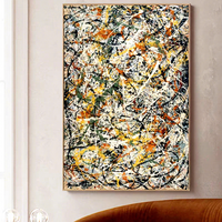 Peinture abstraite Pollock peinte à la main sur toile de lin, grande œuvre d'art moderne sur toile, sans cadre, décoration murale pour chambre à coucher, livraison directe OEM