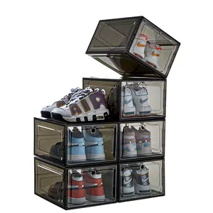 Groothandel Plastic Transparante Stapelbare Schoenendoos Anti-Stof Water Opslag Schoenendoos Sneaker Doos Voor Schoenen Display