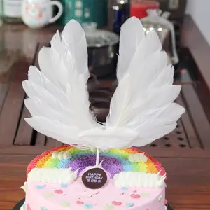 Melek kanatları kek Cupcake Topper dekorasyon yıldönümü doğum günü partisi ve düğün beyaz kanatları kek Topper