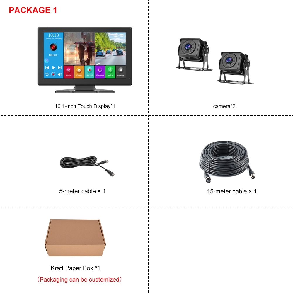 Moniteur 10,1 pouces*1 + Caméra*2