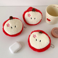 Porte-monnaie mignon en forme de pomme, pendentif en peluche de dessin animé créatif, mini sac, sac pour écouteurs d'étudiant, rangement pour câble de données, petit sac modèle FX68 fabriqué