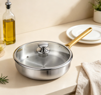 Panci penggorengan Steak kecil Universal, alat masak Stainless Steel Modern 304 tidak lengket, tiga lapis tebal 3-4L klasik berkelanjutan