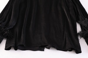 Camicetta estiva di lusso <span class=keywords><strong>con</strong></span> bottoni di diamanti per donna camicia primaverile Casual a maniche lunghe <span class=keywords><strong>con</strong></span> <span class=keywords><strong>piume</strong></span> per occasioni da ufficio - Product Image 5