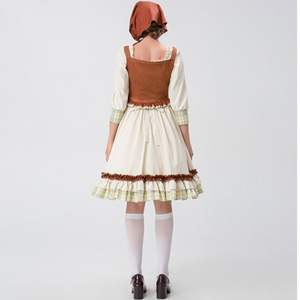 Disfraz <span class=keywords><strong>de</strong></span> <span class=keywords><strong>Caperucita</strong></span> <span class=keywords><strong>Roja</strong></span> para Mujer, Disfraz <span class=keywords><strong>de</strong></span> Campesina para Halloween, Vestido <span class=keywords><strong>de</strong></span> Fiesta para Actuaciones Escénicas - Product Image 3