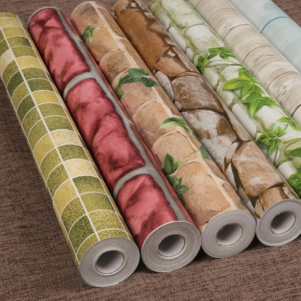 โรงงานราคาถูกราคากระดาษม้วน3d Pvc Self Adhesive วอลล์เปเปอร์ Home Decor ไวนิลสติ๊กเกอร์ติดผนัง