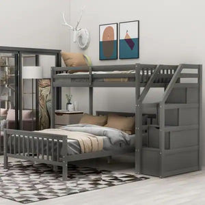 Dormitorio multifuncional Cama de dos pisos Muebles de madera modernos Litera para niños con almacenamiento - Product Image 6
