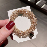 Accessoires pour cheveux en queue de cheval pour femmes et filles 2024 : Corde à cheveux perlée, bracelet en tissu avec nœud, perles, cristaux et strass