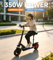Trottinette électrique pliable et étanche, capacité de charge de 120 kg, pneus de 10 pouces, 350 W, 35 km/h, batterie au lithium 10 Ah, siège pour adultes, trottinette électrique