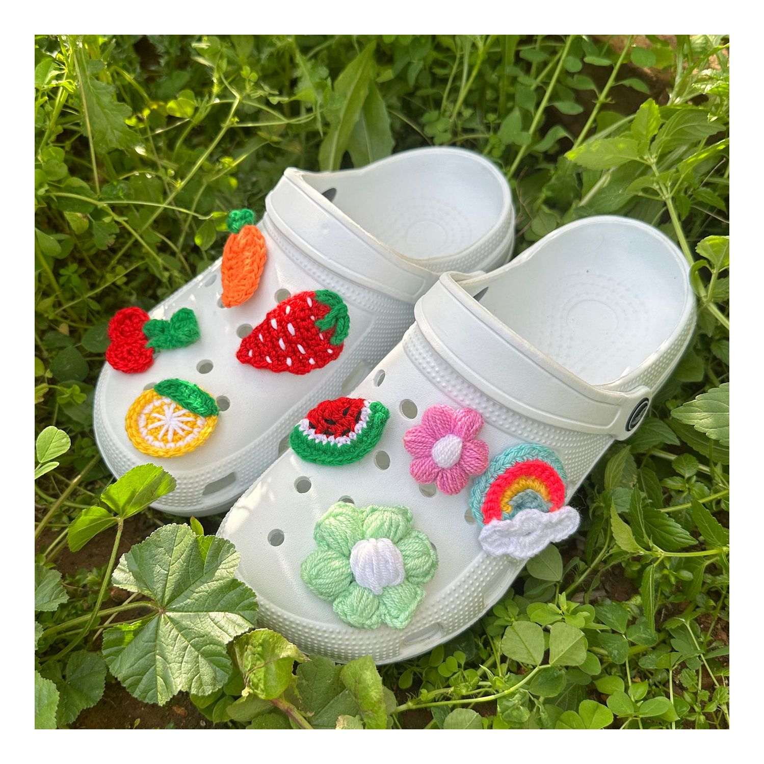 Exports White Strawberry Crocs Cartoon Fun! Summer Clogs With