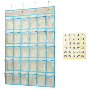 Organizador de Bolsillos para Aula con 30 Bolsillos Numerados, 33.5x24.5 Pulgadas, Tela No Tejida, para Teléfonos Celulares y Calculadoras, para Colgar en Pared/Puerta - Product Image 1