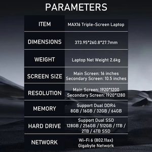 Laptop MAX16 a Prezzo All'Ingrosso con Schermo da 16 Pollici + Doppio Schermo da 10,5 Pollici, CPU Core <span class=keywords><strong>I5</strong></span>, per Uso Personale e Ufficio Domestico - Product Image 5
