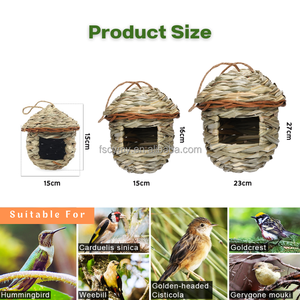 Natuurlijke Kolibrie Geweven Hooi Nest Hangende Vink Vogel Gras Huis Vogelhut Vogelhuisje Voor Tuin - Product Image 2
