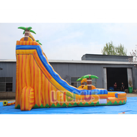 Toboggans aquatiques gonflables commerciaux colorés à thème, toboggan aquatique gonflable extérieur, toboggan gonflable géant en PVC pour aire de jeux aquatique