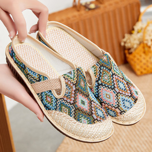 Zapatillas de <span class=keywords><strong>Mujer</strong></span> Modernas de Punto, Transpirables, Estampadas, Casuales, de Lino, <span class=keywords><strong>Sandalias</strong></span> de Estilo Slip-On - Product Image 6