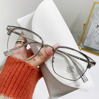 Montures de lunettes tendance 2024 demi-cerclées transparentes grises en alliage, anti-lumière bleue, lunettes métalliques sur ordonnance