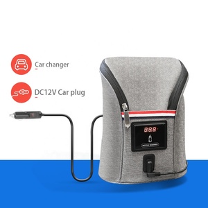 Bolso <span class=keywords><strong>calentador</strong></span> de <span class=keywords><strong>biberones</strong></span> para <span class=keywords><strong>coche</strong></span>, gran capacidad, calefacción rápida, gris, enchufe DC, gran oferta - Product Image 2