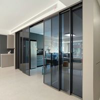 Porte coulissante moderne en aluminium avec double vitrage en verre trempé pour patio et balcon de villa, isolation thermique extérieure