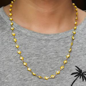 Collar de Cadena de Acero Inoxidable de 6mm con Ojo Turco y Cuentas Coloridas para Mujer, Gargantilla Chapada en Oro, Joyería Boho Metálica - Product Image 3