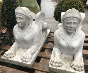 Estatua eshinx <span class=keywords><strong>egipcia</strong></span> para exteriores, piedra decorativa, mármol blanco, tamaño real, escultura - Product Image 3