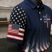 Polo à manches courtes pour homme, motif drapeau américain vintage, col rabattu, polo de golf pour la vente en gros, OEM, ODM, personnalisé