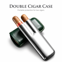 Humidor à cigares en acier inoxydable, étui de voyage en cuir anti-écrasement, boîte de rangement portable pour cigares, pochette cadeau pour hommes